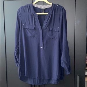 LONG SLEEVE NAVY HENLEY SHIRT